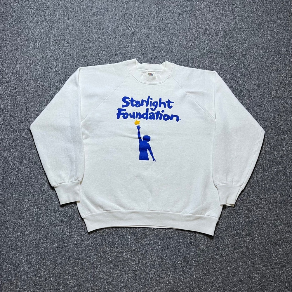 Vintage‎ Fruit of the Loom Sweatshirt Large White Starlight Foundation 80s RARE